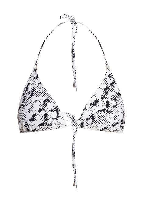 Bikini triangolo stampa animalier in bianco e nero Tory burch - donna